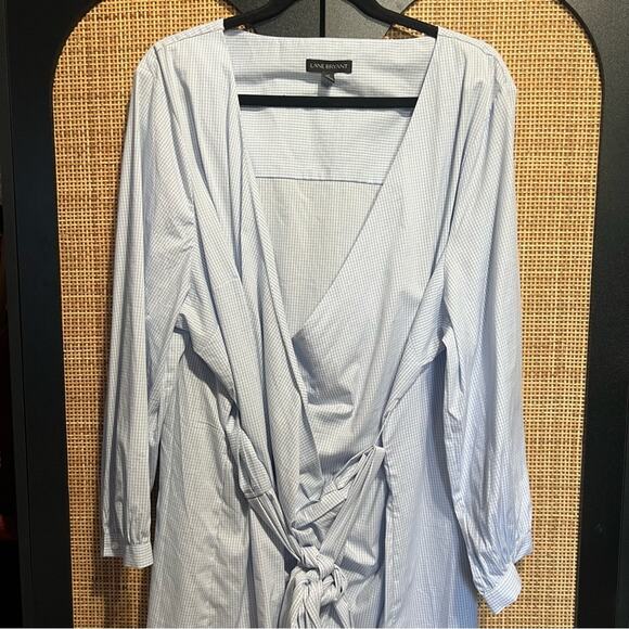 Lane Bryant Long Sleeve Blouse Gingham Wrap - Picture 2 of 5